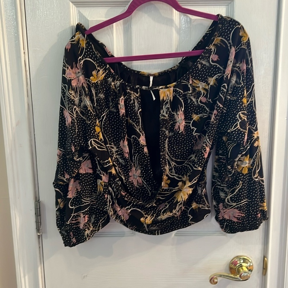 Free People Last Time Print Top, size M